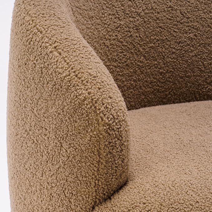 Swivel Barrel Accent Chair Modern Teddy Upholstered 360° Swivel Chair Leisure Chair Single Sofa for Adults Teens for Living Room Hotel Bedroom Office Coffee Shop (Coffee + Upholstered + Foam)