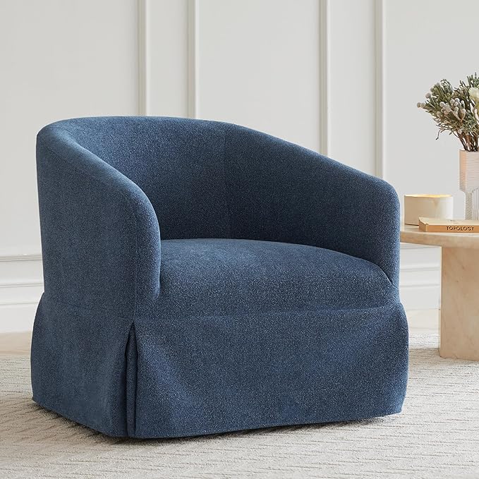 Swivel Accent Chair Set of 2 360 Degree Performance Fabric Armchair Modern Barrel Chairs Armchair for Living Room Bedroom Home and OfficeBlue