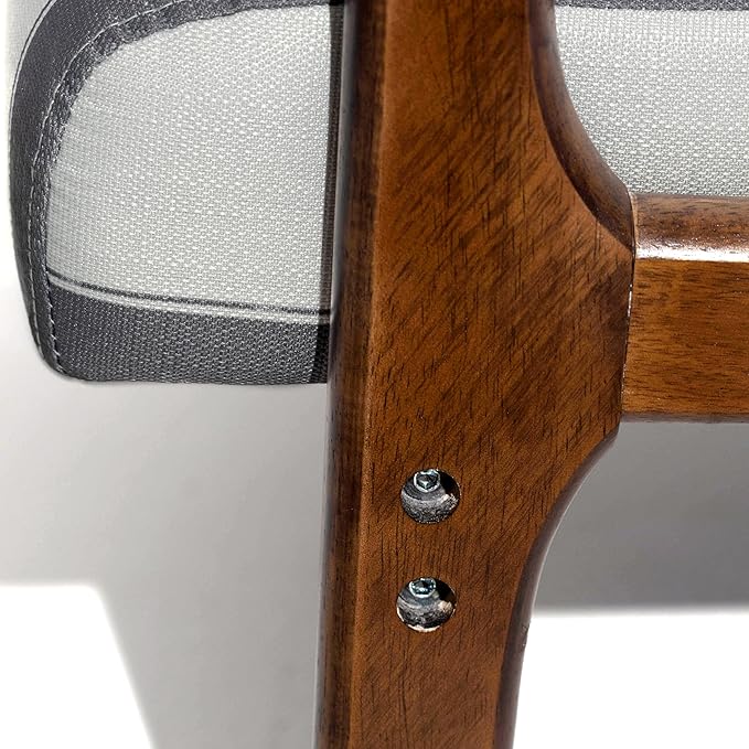 Cotton Accent Chair Mid-Century Modern Living Room Armchair with Nailhead Trim &amp Wood Legs Comfy Upholstered Single Sofa Modern Accent Chair Single Wood Frame Living Room Armchair Stripped Gray Wh