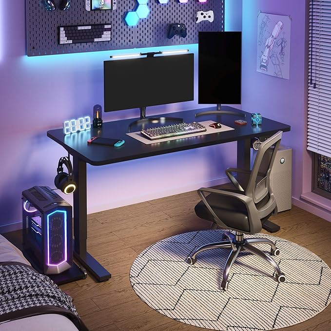 FLEXISPOT EN1 Height Adjustable Standing Desk Frame with Memory Controller Electric Sit Stand Desk Base for Home and Office (Black Frame Only)
