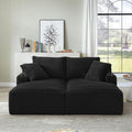 KEIKI Compressible Double Chaise Lounge with Cupholders Fluffy Corduroy Sleeper Loveseat for Living Room Relaxation Boneless Chaise Lounge Indoor with Spring Padding No Assembly Required