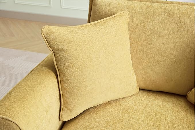 Merax Chenille Oversized Accent Chair - 46.9”W Big Comfy Reading Chair Modular Cloud Chair Cozy Armchair for Living Room Bedroom Kids Room Family Room Reading Nook Yellow