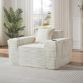 Oversized Cloud Sofa 43'' Upholstered Corduroy Accent Chairs Boneless Floor Couch with Pillow &amp Armrests Comfy Lounge Reading Chair Living Room Chair No Assembly (White)