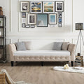 Rosevera Roche Upholstered D11 Button Tufted Fine Polyester Easy aseemble with Wooden Legs Twin Size Daybed Sleeper Couch for Living Room Bedroom Beige