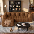 Nalupatio Modern Boneless Couch Cloud Modular Sectional Sofa with L Shaped Chaise Upholstered Comfy Chenille Couch Bed No Assembly Required (107 Brown)
