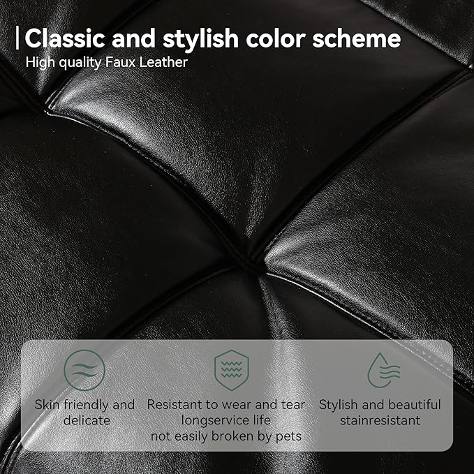 Opoiar 71 L Covertible Futon Sofa BedFaux Leather Futon Couch Memory Foam Modern Loveseat Sleeper Small Splitback Sofa Couches for Living RoomRVHome OfficeApartmentBlack