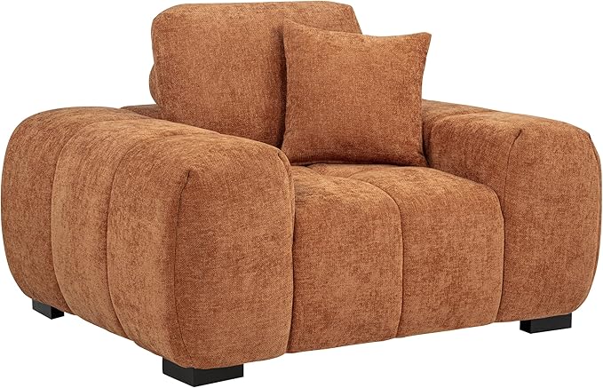 Coaster Home Furnishings - Octavia - Fabric Upholstered Track Arm Accent Chair with Curved Shape Tufted Waterfall Seat and Reversible Back Cushion - Living Room - Orange - 509353