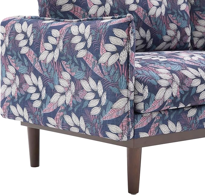 Christopher Knight Home Brena Modern Fabric Upholstered Loveseat Sofa Wooden 2 Seater Sofa Couch with Deep Seat Comfy Cloud Couch for Living Room Bedroom Home Office Blue+White