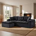 110 Modular Sectional Sofa Cloud Sectional Couch with Ottoman Modern L Shaped Sofa with Deep Seat Upholstered Boneless Couch for Living Room with Layered Cushion No Assembly Black