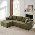 103'' Modular Sectional Sofa with Deep Seat Comfy L Shaped Couch Modern Cloud Couch with Oversized Chaise Corduroy No Assembly Required for Living Room Bedroom Green