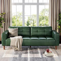 3-Seater Sofa Couch 83 in Wide Faux Leather Sofa Couch with Spring Cushion Modern Sofa with Deep Seats and 2 Removable Back Cushions for Living Room Bedroom Apartment Green