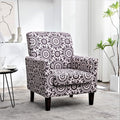 Contemporary Accent Arm Chair with Birch Wood Frame and Velvet Upholstery Armchair for Office and Living Room Decor Removable Cushions 02 Printed Fabric