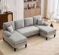 98 U Shaped Couch with 18 Seat Height Sectional Couches for Living Room 4 Seater Couch Set with Double Chaise for Apartment Living Room Sofas Chenille Light Gray