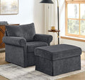 35.82 Accent Chair with Ottoman SetUpholstered Living Room Chairs for Reading Chair with Chaise Lounge Chairs Indoor Comfortable Armchair for Bedroom (Gray 35.82)