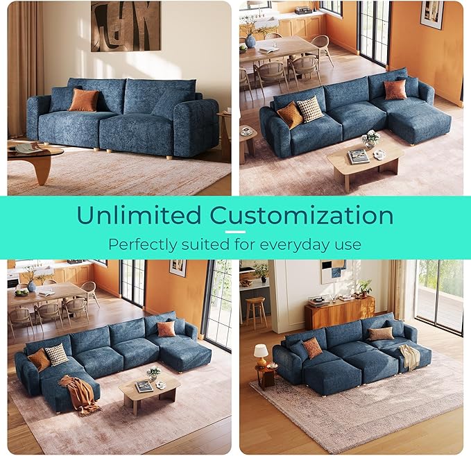 LINSY HOME Versatile Console Modular Sectional Oversized Couch Multifunctional Side Table with Charging Station and Storage Convertible Sectional Sofa Modular for Living Room Apartment Dorm Room