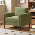 Oversized Accent Chair Upholstered Living Room Chairs Single Sofa Chair with Walnut Legs Curved handrail Green