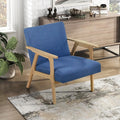 Lexicon Mid Century Modern Accent Chair Upholstered Lounge Armchair Single Sofa Seat Natural Finish Solid Wood Framed Comfy Side Chairs for Living Room/Bedroom/Office/Waiting Area Blue
