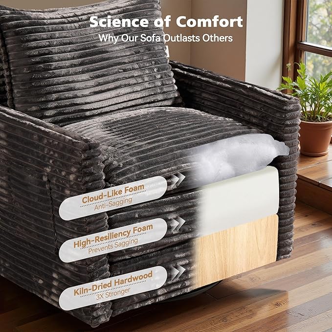 360° Swivel Chair Rocking Chair Nursery with Side Pockets Deep Cushioned Seat Nursery Chair with Steel Structure Base Swivel Chairs for Living Room Bedroom Baby Room
