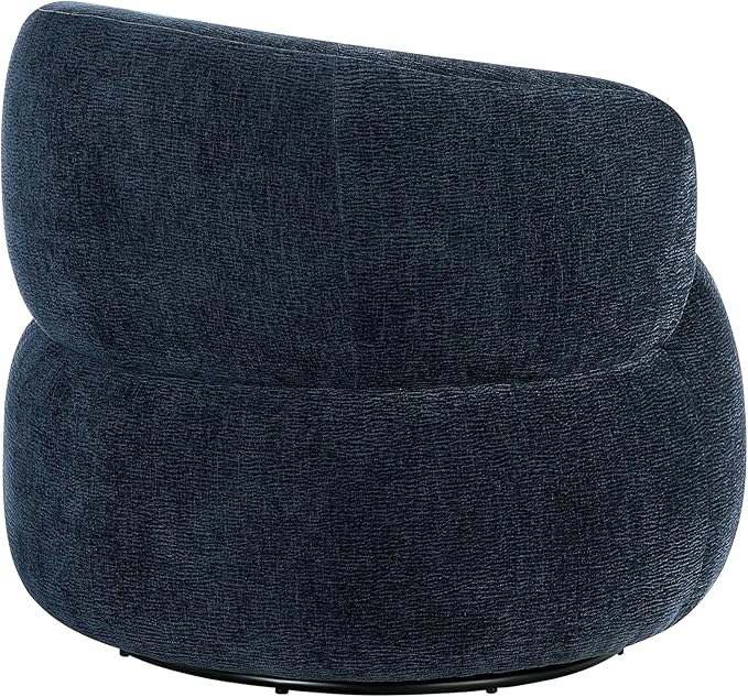 Lexicon Modern Barrel Swivel Accent Chair - Upholstered Soft Chenille Fabric with Metal Base 360 Degree Round Swivel Accent Chair for Living Room Bedroom Office No Assembly Required Blue