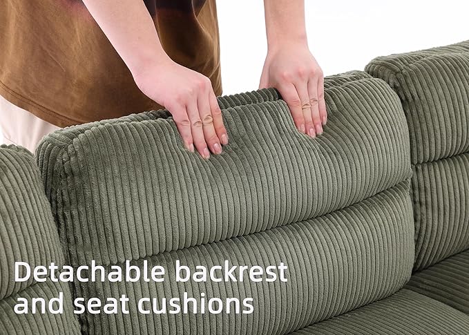 CANMOV Modular Sectional Couches with Ottoman Convertible U Shaped Sofa Couch 7 Seat Sofa with Chaise for Living RoomCorduroy Couch Green