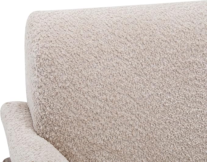 Christopher Knight Home Canna Boucle Flared Arms Loveseat Comfy Upholstery 2 Seater Sofa Wooden Frame Living Room Chair Soft Seating Lounge Sofa for Bedroom/Office Almond + Walnut