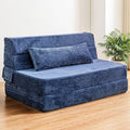Folding Sofa Bed Convertible Sleeper Chair with Pillow High Density Memory Foam Fold Out Couch Foldable Mattress Futon Sofa for Living Room/Dorm/Guest Use/Apartment/Home Office