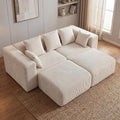 Redlife 117 Modular Sectional Sofa with Ottoman L Shaped Modular Couch Large Sectional Couches Corduroy Combination Sofas for Living Room Apartment Bedroom No Assembly Required Beige