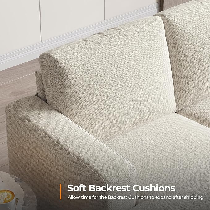 Fadware Sofa Couch 3 Seater Sofa with Suppleness Armrests Fabric Deep Seat Sofa with Upholstered Cushion&amp Backrests Modern Comfy Couch for Living Room Apartment