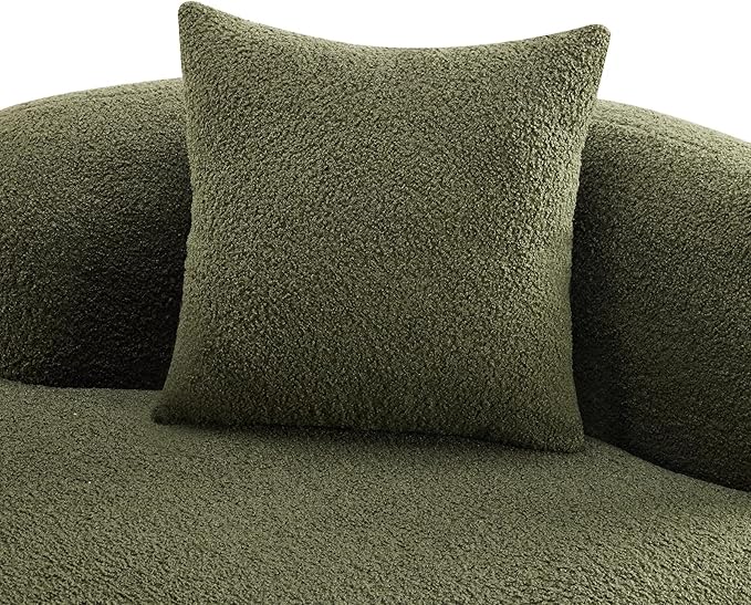 67 Curved Loveseat Sofa with 2 Pillows Boneless Curved Couch with Round Armrest Cloud Sofa for Living Room Bedroom Small Spaces Teddy Modern Compressed No Assembly (Green)