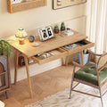 Solid Wood Desk with Drawers - 47.2 Inch Writing Desk with Drawers &amp Storage Shelf Simple Modern Study Table Home Office Computer Desks for Bedroom &amp Home Natural Boho Desks