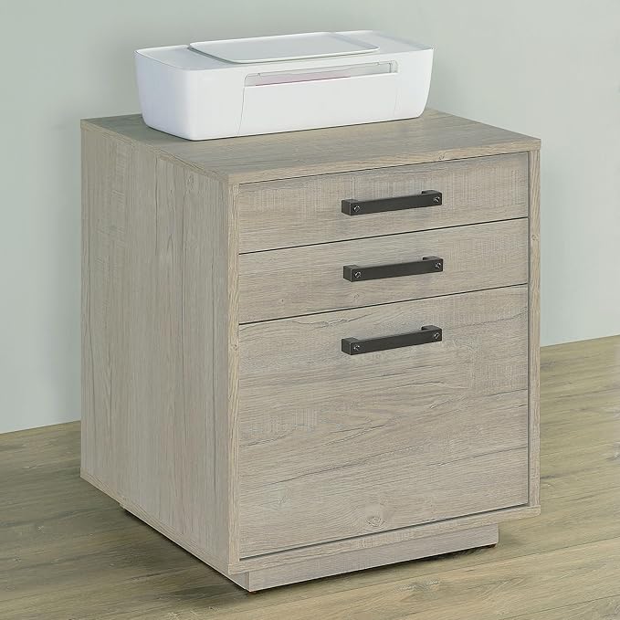 3-Drawer Small File Cabinet with Lock Under Desk Locking Storage Drawers Organizer for Home Office FilingWhitegray