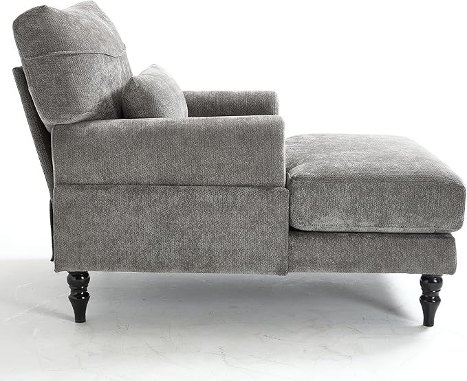 KEIKI Chaise Lounge Chair Indoor Modern Leisure Sleeper Sofa Chair w/Double Deep Cushion Accent Upholstered Reading Side Armchair Recliner Arm Chairs for Living Room &amp Bedroom Easy Assembly G