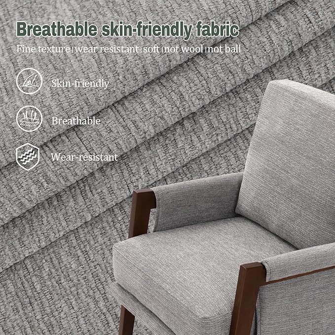 Grey Accent Chair for Bedroom &amp Living Room Mid Century Modern Accent Arm Chair Upholstered Anthropologie Accent Chair with Solid Wood Frame Fabric