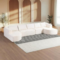 144 Sectional Couches for Living Room Comfy U-Shaped Cloud Couch with Chaise Lounge Modern Deep Seat Boneless Sofa No Assembly Required (Boucle White)