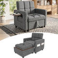 Convertible Sleeper Chair 3 in 1 Pull Out Sofa Bed | Single Sofa Bed with Storage Ottoman and Adjustable Backrest | Reading Chair with Foldable Table &amp USB Port Grey