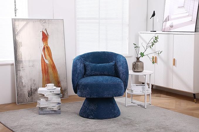 Swivel Accent Chair Armchair Round Barrel Chair in Fabric for Living Room Bedroom(Teal)
