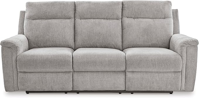 Signature Design by Ashley Barnsana Minimalist Power Reclining Sofa with USB Charging Ports Light Gray
