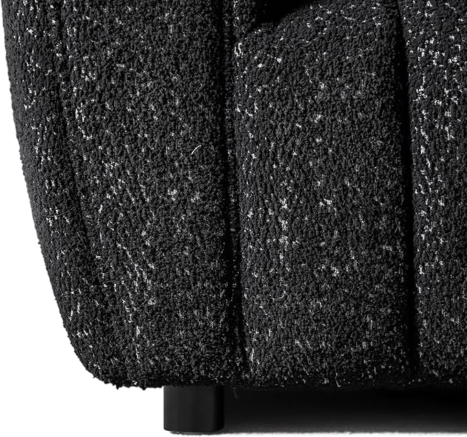 Furniture of America Glamour Contemporary Vertical Channel Tufted Boucle Accent Chair with Wooden Legs Fabric Upholstered Armchair for Living Room Bedroom Office Black