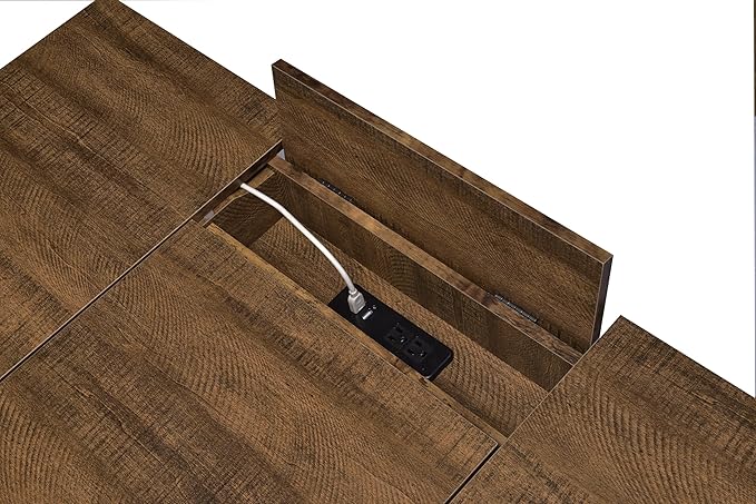 Coaster Home Furnishings – Sheeran – 47-Inch Writing Desk with Four Compartments Mid-Century Modern Style Black Hairpin Legs and Spacious Surface – Home Office &amp Living Room – Rustic Amber - 80