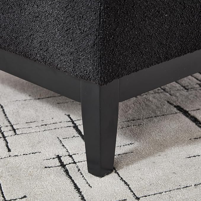 Wood Base Accent Arm Chair with Ottoman and Bolster PillowsStorage Footstool with Reversible Lid Coffee Table for Living Room Office (33.86W Black Foot Stool+Black Base)