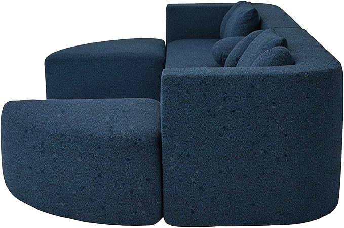 Boneless Couch Modular Sectional Sofa 114.9 Free-Combined Sofa Couch Sofa Bed Compression Sofa with Deep Seating and Curved Design for Living Room (Blue#20)