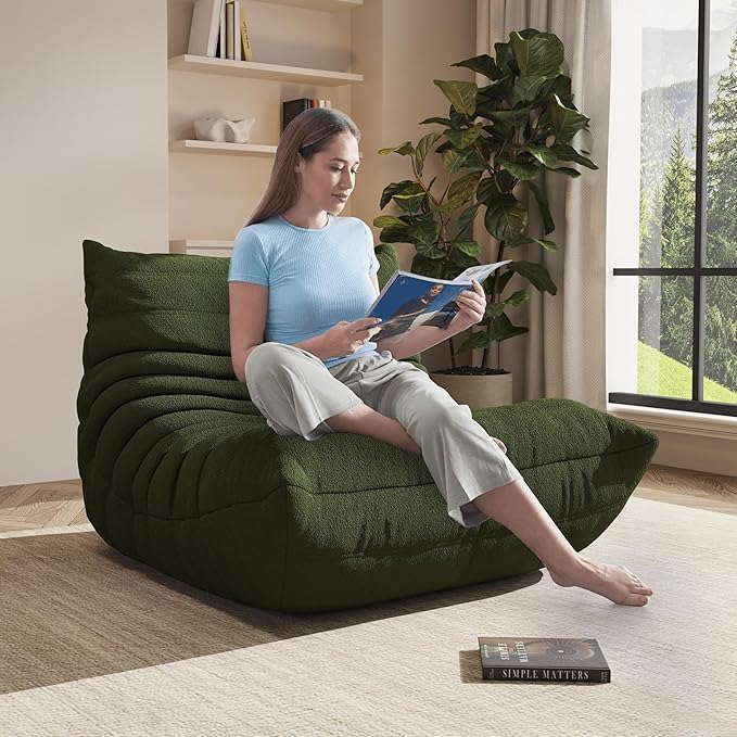 Bean Bag Chairs for Adults Floor Gaming Bean Bag Chair Memory Foam BeanBag Chair Bean Bag Sofa with Filler Faux Fur Fireside Beanbags Lazy Sofa for HomeApartment or Gaming Venue (Coffee Single)