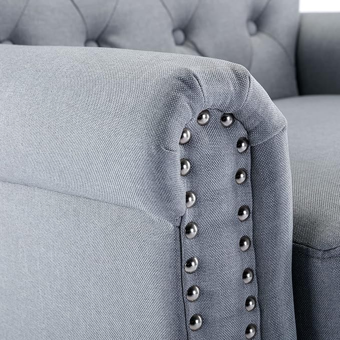 Upholstered Accent ChairsMid Century Armchair Sofa ChairsComfy Living Room ChairButton Tufted Reading Chair for Living Room BedroomStudy (2 Grey)