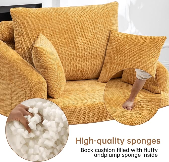 39''W Oversized Accent Chair with OttomanComfy Swivel Lounge Reading Chairs for Living RoomBedroom (Chenille Orange)