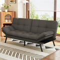 Opoiar Convertible Futon Sofa Bed71 Memory Foam Futon CouchDetachable CushionAdjustable Backrest &amp ArmrestLinen Modern Loveseat Sleeper Recliner for Living RoomOfficeApartmentRetro Grey