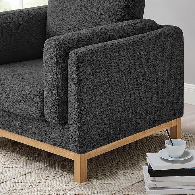 VANOMi 41.34 Oversized Accent Chair Upholstered Armchair with Solid Wood Legs Living Room Chairs with Wide Armrest Pads Reading Chair for Bedrooms Apartments Living Rooms Offices（Dark Grey）