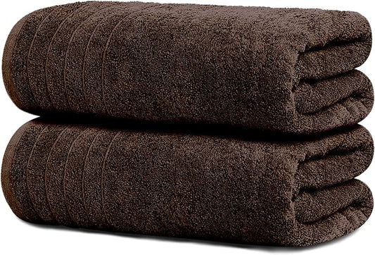 Tens Towels Pack of 2 Extra Large Bath Sheets 35 x 70 Inches 100% Cotton Larger &amp Lighter Weight Quicker to Dry Super Soft &amp Absorbent Oversized Bath Towels Brown