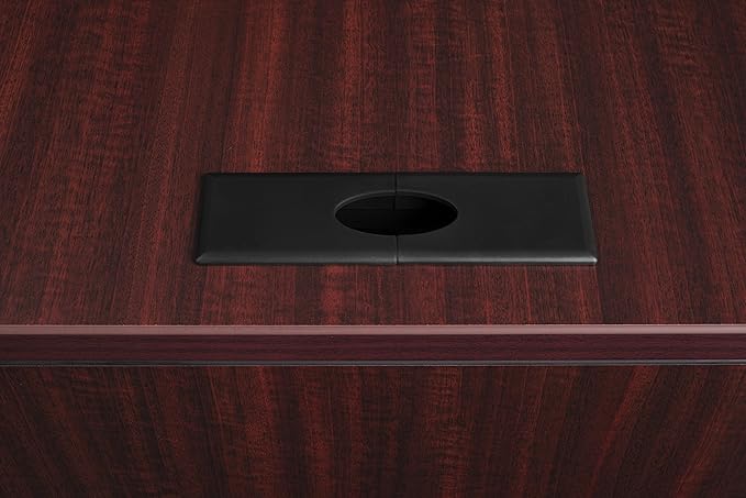 Regency Legacy 60 x 77 Inch L-Shaped Office Desk with Double Pedestal Drawer Unit Durable Mahogany Laminate Scratch-Resistant Surface and Spacious Design for Home and Professional Offices