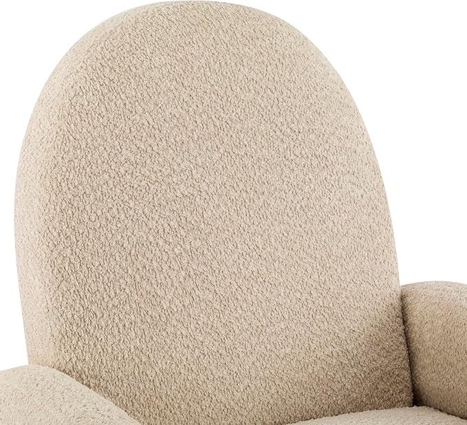 Christopher Knight Home Sidney Fabric Upholstered 360° Swivel Chair Boucle Push-Back Recliner Solid Wood Glider Recliner with Rotation Living Room Single Lounge Sofa Almond Beige