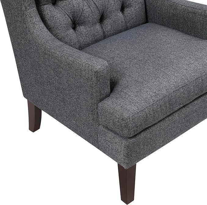 Lexicon Living Room Accent Chair Textured Fabric Upholstered Reading Chair Button-Tufted High Wingback for Living Room/Bedroom/Office Charcoal